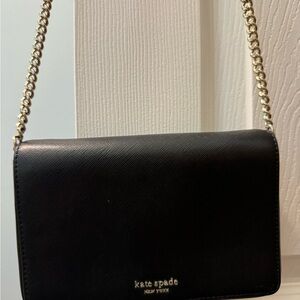 Kate Spade Black Crossbody Bag with Gold Chain